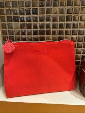 Shiseido Bright Red Canvas Cosmetic Bag